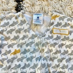 Halo Sleep sack size Medium, gray elephant and yellow design.
